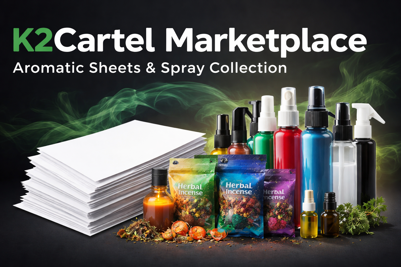 K2Cartel Marketplace | Aromatic Paper Sheets & Spray Bottle